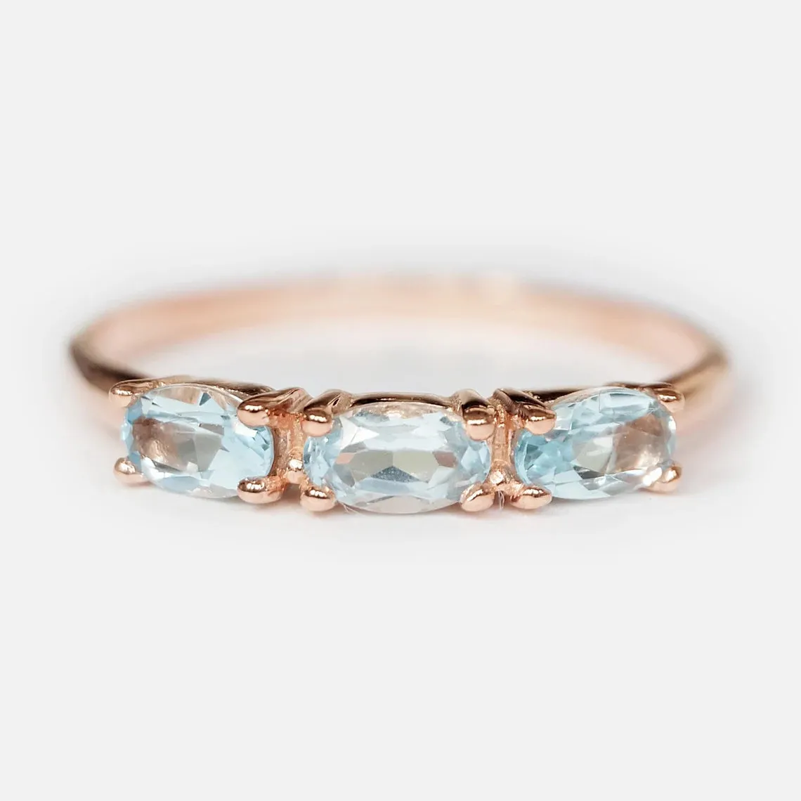 Swiss Blue Topaz Promise Ring - 14k Rose Gold Vermeil Statement Ring