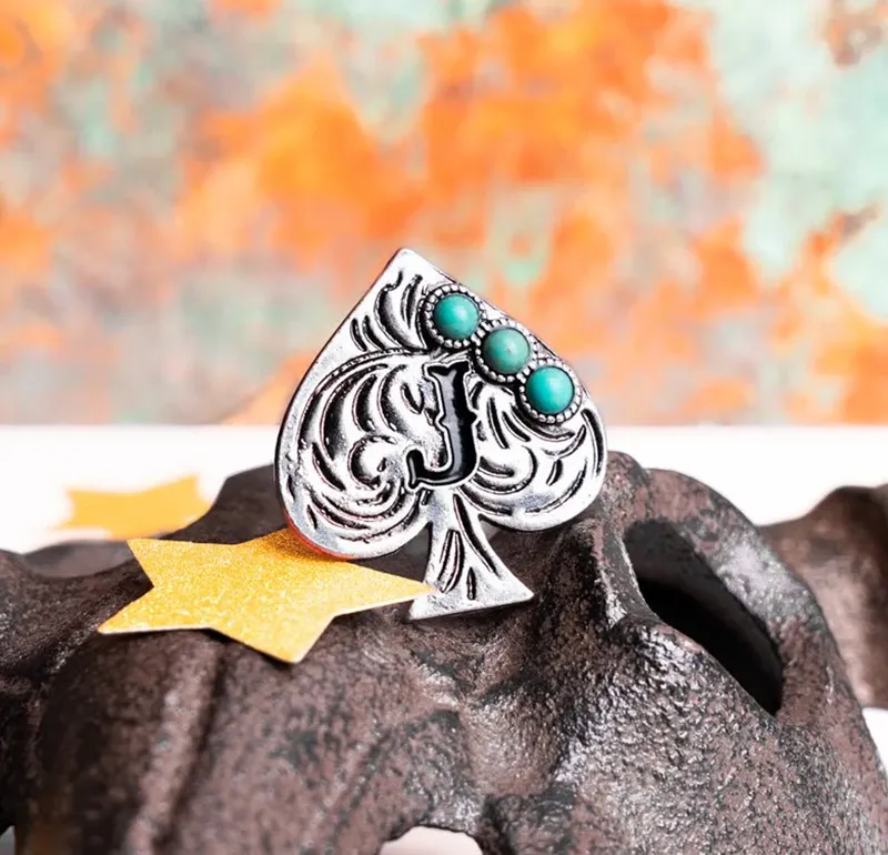Tipi Ace of Spades Letter Cuff Rings - Variety