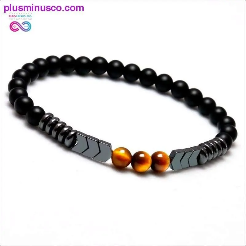 Trendy Natural Matte Black Onyx Beads With Tiger Eye Strand