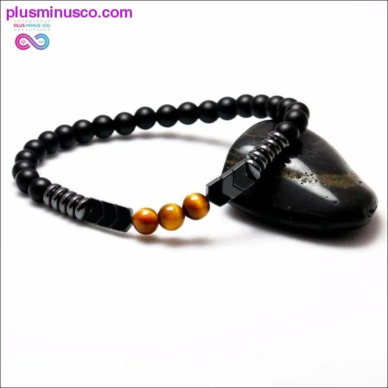 Trendy Natural Matte Black Onyx Beads With Tiger Eye Strand