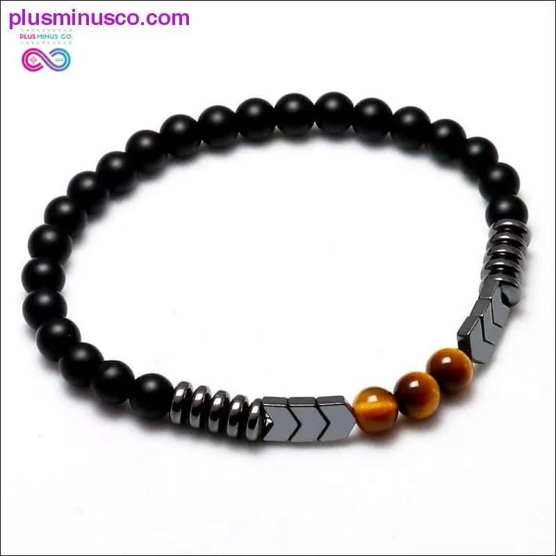 Trendy Natural Matte Black Onyx Beads With Tiger Eye Strand