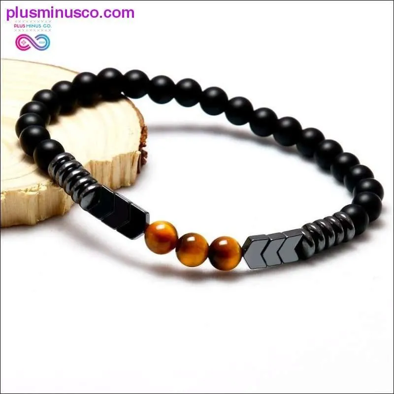 Trendy Natural Matte Black Onyx Beads With Tiger Eye Strand