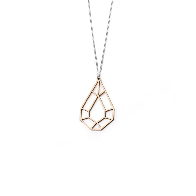 VALONA | 2D Birch Crystal Necklaces | Mini Drop | Wood