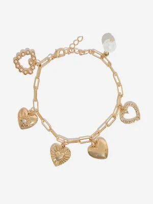 Westside Accessories Gold Multi Charm Heart Bracelet