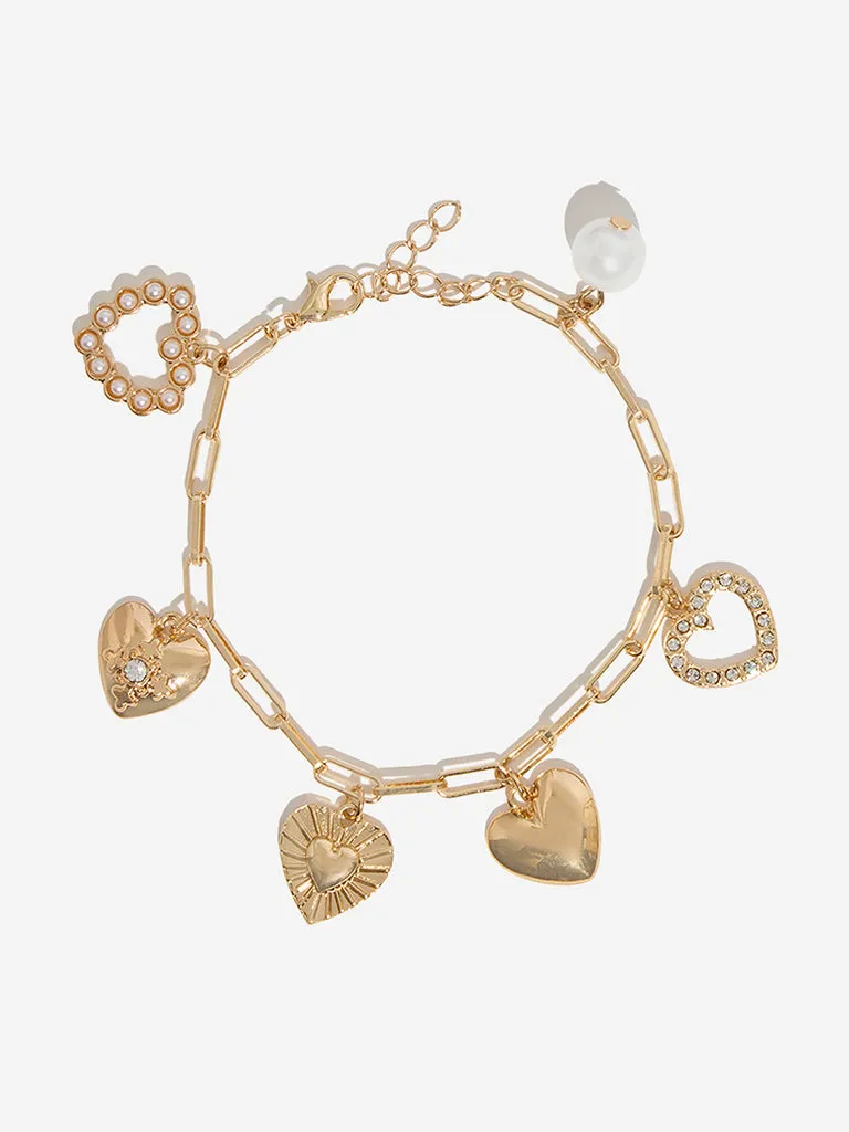 Westside Accessories Gold Multi Charm Heart Bracelet
