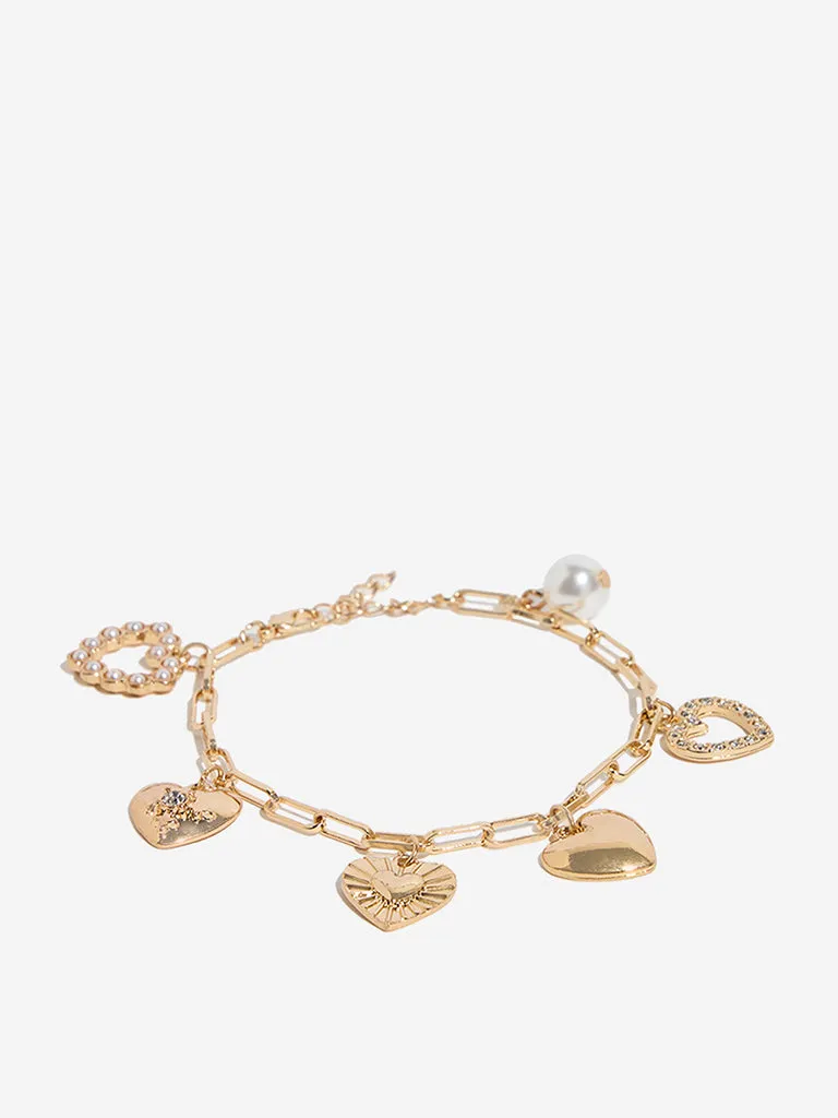 Westside Accessories Gold Multi Charm Heart Bracelet