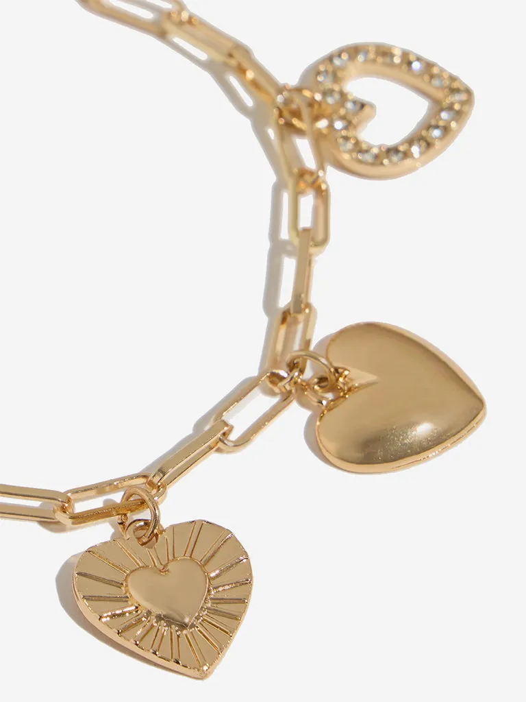 Westside Accessories Gold Multi Charm Heart Bracelet