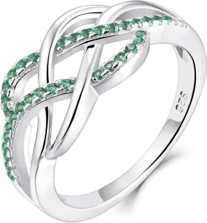 YL Celtic Knot Rings 925 Sterling Silver Twisted Knot Ring 18k White Gold Plated Infinity Statement Rings