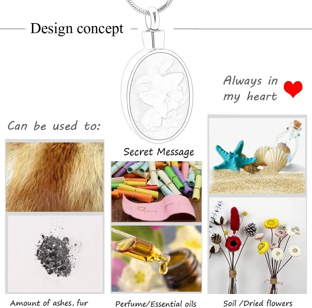 zeqingjw Cremation Jewelry Urn Necklace for Ashes Pendants Butterfly with Flower Memorial Funeral Keepsake Jewelry for Ashes